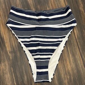 Striped High-Cut Bikini Bottom
